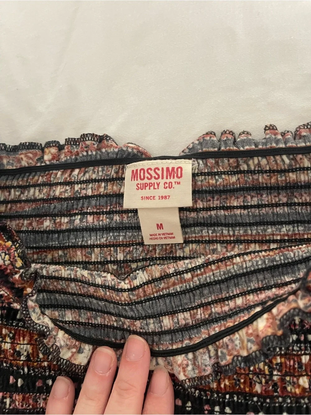Mossimo Supply Co. Off-Shoulder Striped Knit Crop Top - Black & Rust